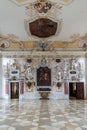 Interior view of the historic and ornate baroque reception room at Salem Palace in southern Germany