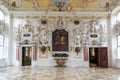 Interior view of the historic and ornate baroque reception room at Salem Palace in southern Germany