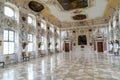 Interior view of the historic and ornate baroque reception room at Salem Palace in southern Germany