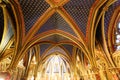 Interior view of the Holy Chapel -Sainte Chapelle in Paris, France. Gothic royal medieval church located in the center Royalty Free Stock Photo