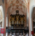 Interior view of the iconic organ in the St Michael parish church in Mondsee Royalty Free Stock Photo