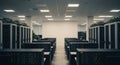 Rows of Server Racks in a Modern Data Center with Bright Lighting Keywords: data, center, server Royalty Free Stock Photo