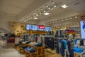 Interior view of Levi`s clothing department of Macy`s store, New York,