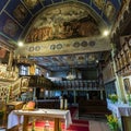 Klepsk, Poland - May 7, 2019: Interior view looking towards the organ from the sanctuary of the Evangelical Church of the Blessed