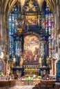 Interior view of Maria am Gestade church in Vienna. Royalty Free Stock Photo