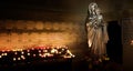 Interior view of Maria scuplture with candles in Cathedral Notre Dame de la garde in Marseille, France Royalty Free Stock Photo
