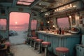 Interior View of Mars Diner at Dusk Royalty Free Stock Photo