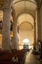 Interior view of a modern church with empty pews Royalty Free Stock Photo