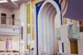 Interior view of modern mosque with beautiful structure Royalty Free Stock Photo