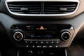 Interior view of a modern new car. Climatronic or air conditioner system Royalty Free Stock Photo