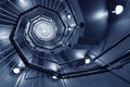 Interior view of modern spiral stairway. Building abstract background Royalty Free Stock Photo