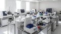 Modern Laboratory Interior Research Equipment and Microscopes Royalty Free Stock Photo