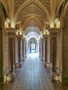 Interior view at the Monserrate Palace ornamented corridor, moorish arches and ceiling, on Sintra, traditional summer resort of