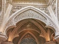 Interior view at the Monserrate Palace ornamented moorish arches and ceiling, on Sintra
