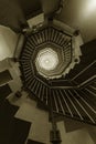 Interior view od modern spiral stairway. Building abstract background