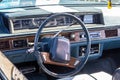 Interior view of an Oldsmobile 98 with a dashboard - a vintage luxury American car