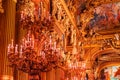 Paris, France - November 14, 2019: Interior view of the Opera National de Paris Garnier large foyer. Place for walk Royalty Free Stock Photo