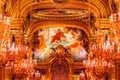 Paris, France - November 14, 2019: Interior view of the Opera National de Paris Garnier large foyer. Place for walk Royalty Free Stock Photo