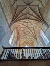 Interior view at the ornamented ceiling on Charola of the Convent of Christ, gothic manueline and Knights Templar architecture,