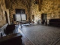 Interior view of the Palace of the Grand Master of the Knights of Rhodes is a medieval castle in the city of Rhodes in Greece on Royalty Free Stock Photo