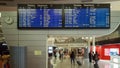 Interior view of the Porto airport building, with information departures board Royalty Free Stock Photo