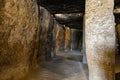 Interior view of the prehistoric dolmen of La Menga in Andalusia, Malaga, Spain