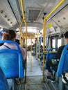 interior view of public bus in Wuhan city china Royalty Free Stock Photo