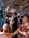 interior view of public bus in Wuhan city china Royalty Free Stock Photo