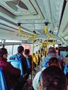 Interior view of public bus in wuhan city, china Royalty Free Stock Photo