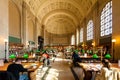 Interior view of reading area of historic Boston Public Library