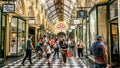 Interior view of Royal Arcade full of people people in Melbourne Australia