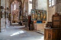 Interior view of St. Lorenz, medieval Evangelical Lutheran Church in Nuremberg, Bavaria, Germany