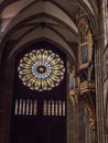 Interior view of the Strasburg Cathedral West Facade Roseate window