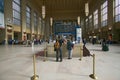 Interior view of 30th Street Station and ticket booths, a national Register of Historic Places, AMTRAK Train Station in