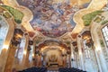 Interior view of University of Wroclaw, new refurbished baroque ceiling fresco in Oratorium Marianum music hall, Poland Royalty Free Stock Photo