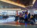 Interior view of the waiting room with gambling machine in Harry Reid International Airport