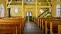 Interior view of the Whalers Church on South Georgia Island.