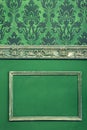 Interior on vintage room in worm green colors