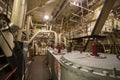 Steam engine room equipment in Liberty Ship