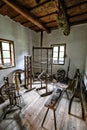 Interior of vintage weaver workshop