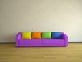 Interior with violet sofa Royalty Free Stock Photo