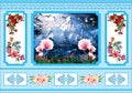 interior wall Digital 3d letest design red rose blue wallpaper