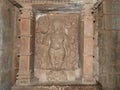 Interior, on the walls of ancient Kama Sutra temples in India kajuraho. UNESCO world heritage site. India`s most famous Royalty Free Stock Photo