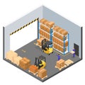 Interior Warehouse Building Isometric View. Vector Royalty Free Stock Photo