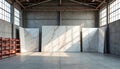 Interior warehouse with large marble slabs. Natural stone material stored for building construction or design projects. Concrete Royalty Free Stock Photo