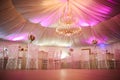 Interior of a wedding tent decoration ready for guests Royalty Free Stock Photo