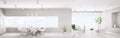 Interior of white apartment panorama 3d render