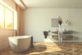 Modern white bathroom interior toned Royalty Free Stock Photo