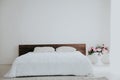 Interior white bedroom this morning with bed Royalty Free Stock Photo