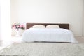 Interior white bedroom this morning with bed Royalty Free Stock Photo